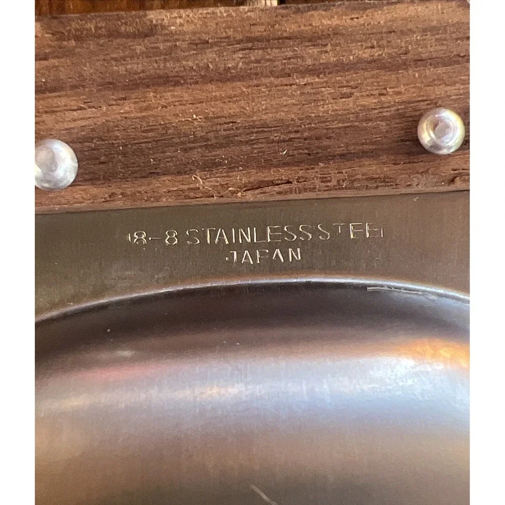 MID CENTURY MODERN‎ Vintage Stainless Steel & Wood Trays JAPAN & Utensils Relish